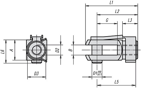 DIN 71752 Gabelgelenk Mit Federklappbolzen ES