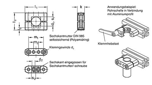 GN 231 Rohrschellen, Aluminium