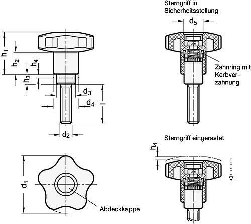 GN 5337.3 Sicherheits Sterngriffschrauben